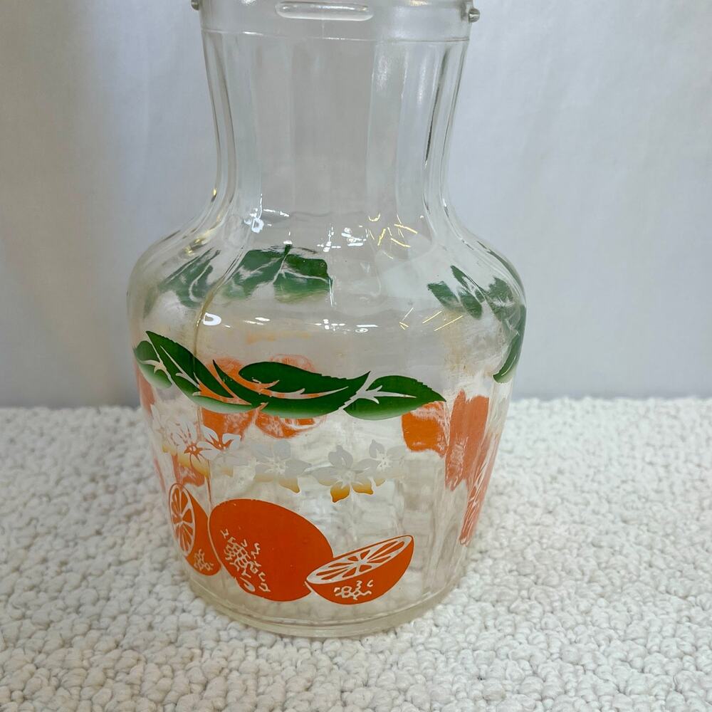 Oranges by Anchor Hocking Glass OJ Juice Container Carafe No Lid 40 oz 1960s/70s